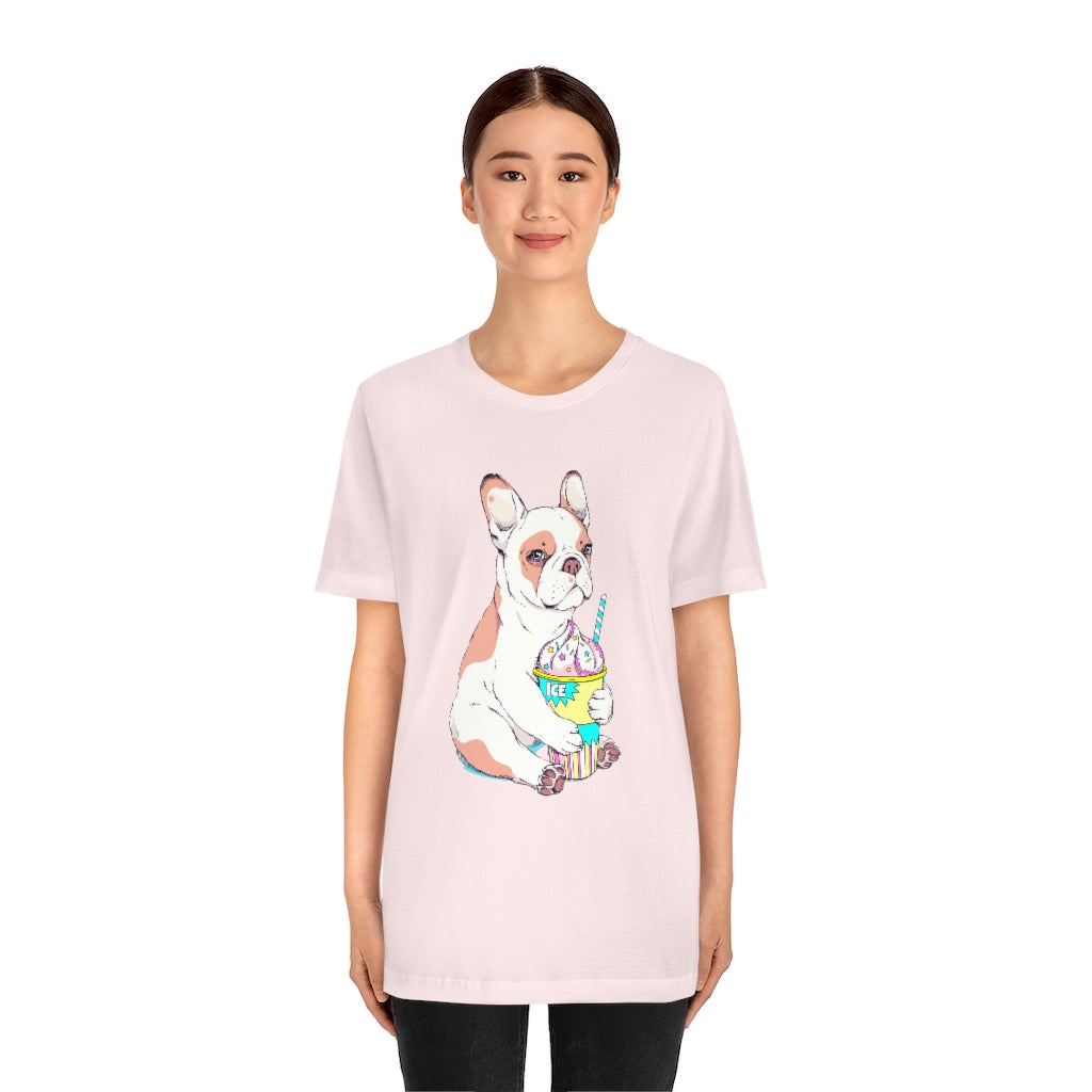 Unisex Jersey Short Sleeve Tee "French bulldog & ice cream"