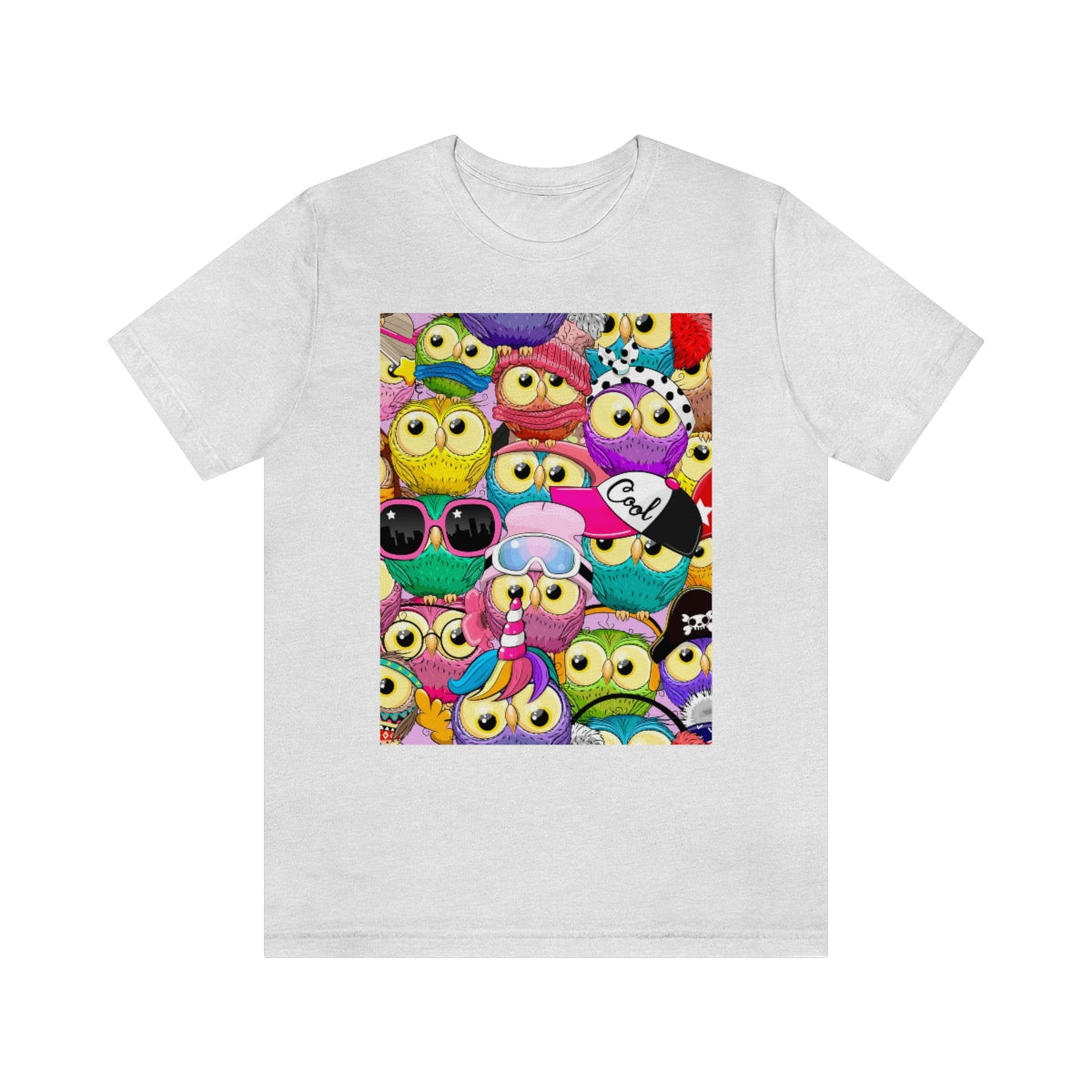 Unisex Jersey Short Sleeve Tee "Colorful Pattern with cute cartoon owls"