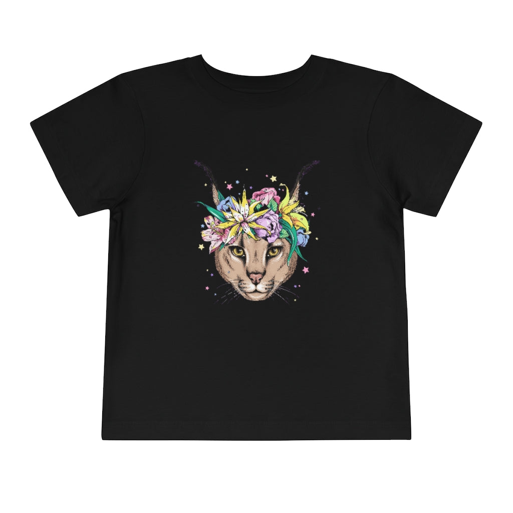 Kids Short Sleeve Tee "Caracal with flowers"
