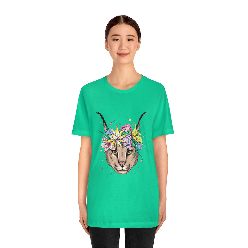 Unisex Jersey Short Sleeve Tee "Caracal with flowers"