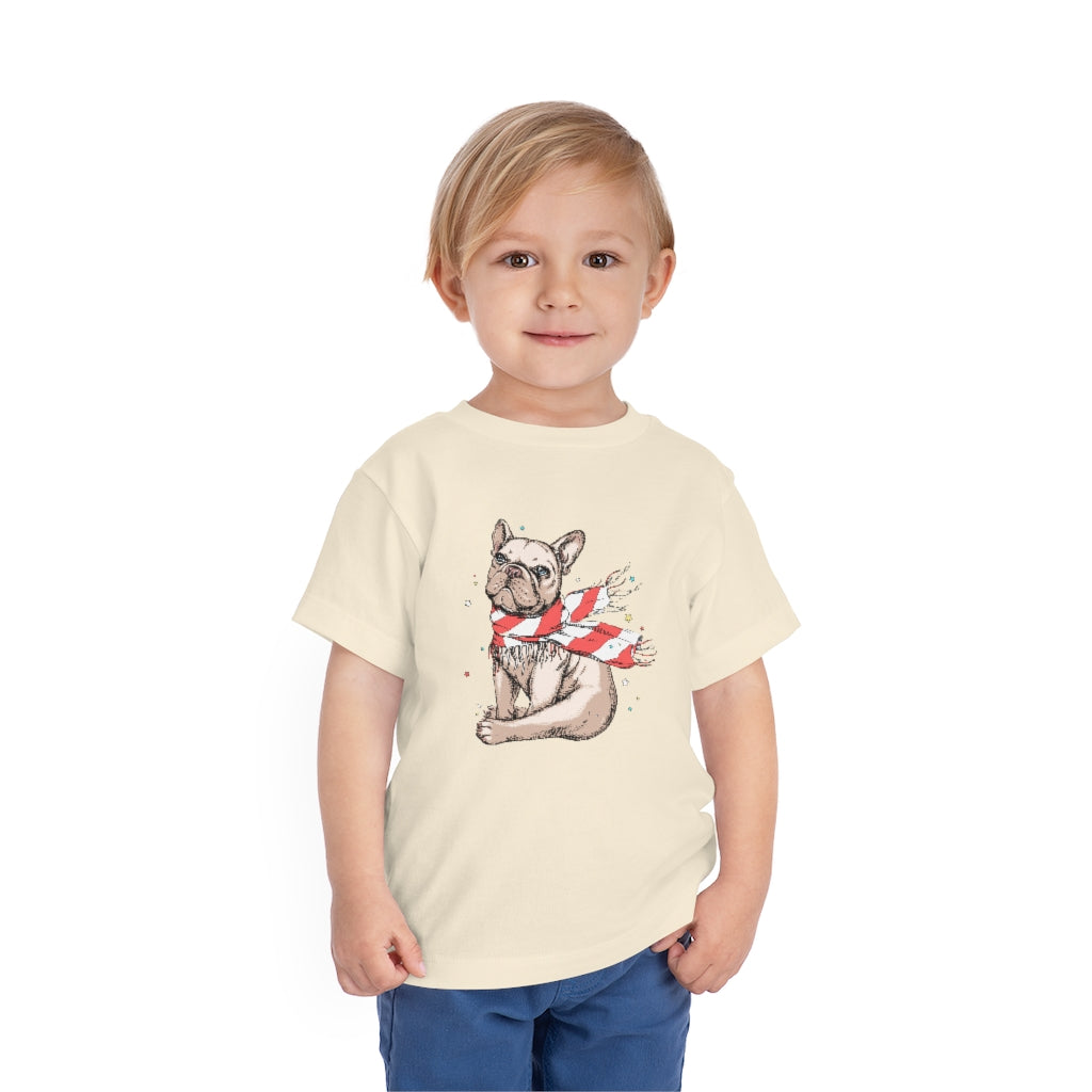 Kids Short Sleeve Tee "French bulldog in a striped scarf"