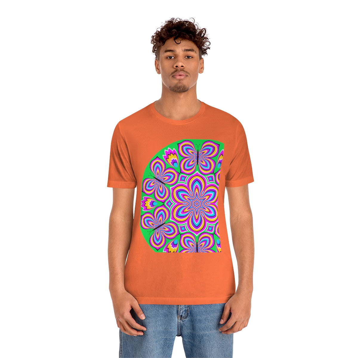 Unisex Jersey Short Sleeve Tee "Optical illusion Colorful flower and butterflies"