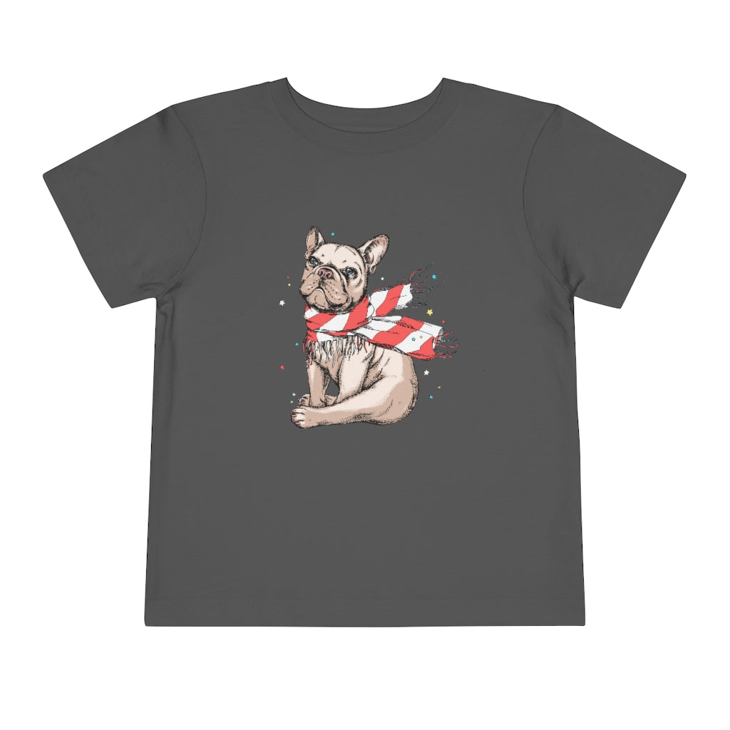 Kids Short Sleeve Tee "French bulldog in a striped scarf"
