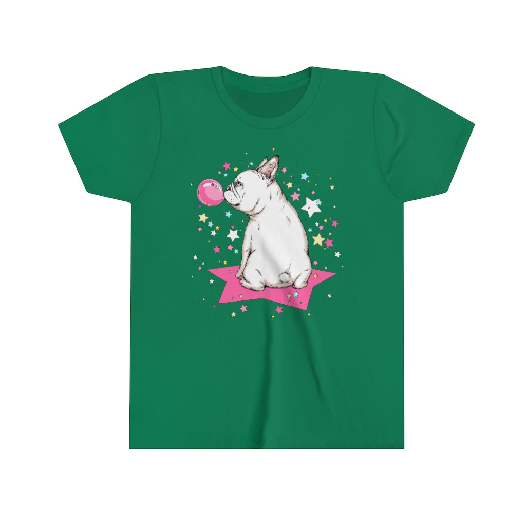 Youth Short Sleeve Tee "French white bulldog & stars"