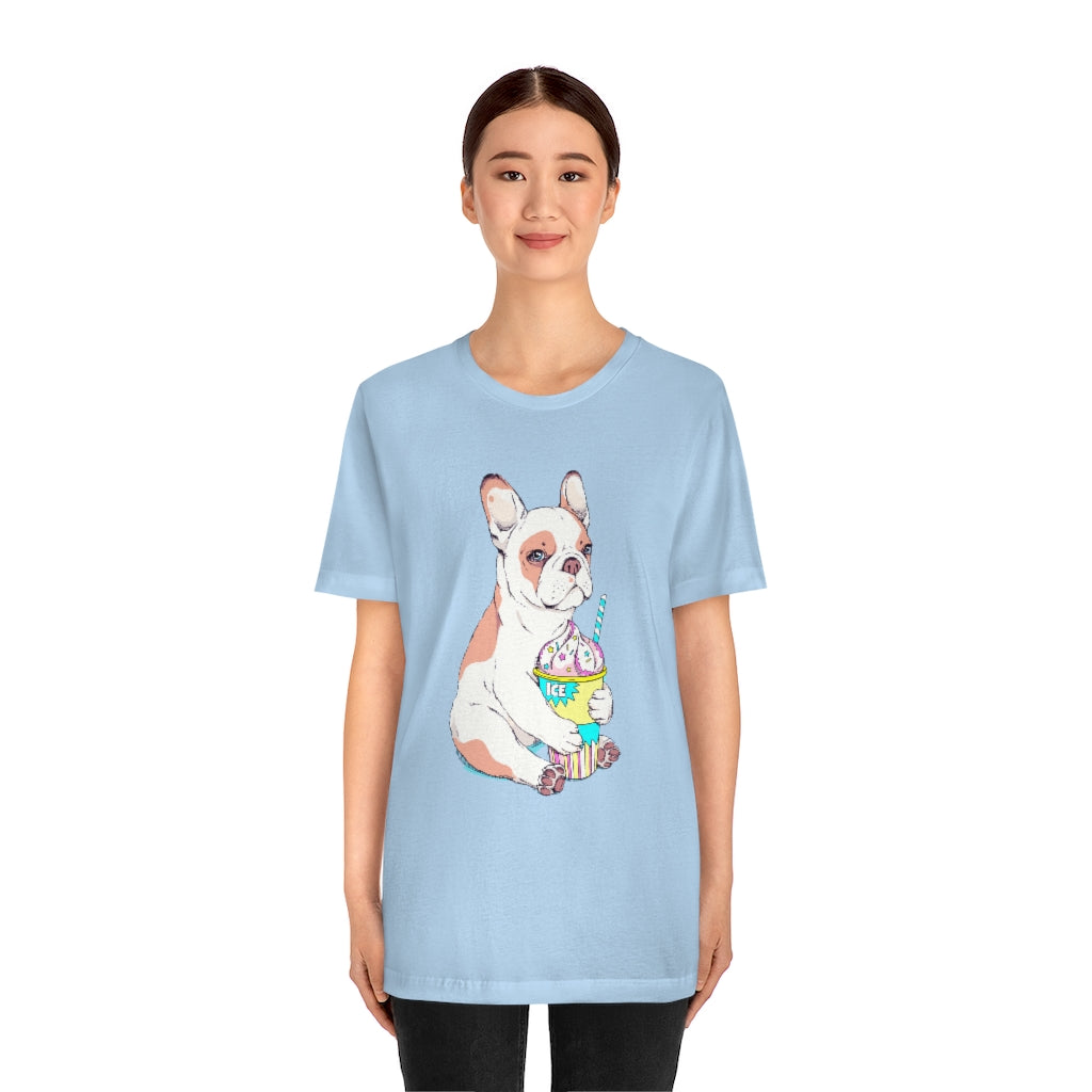 Unisex Jersey Short Sleeve Tee "French bulldog & ice cream"