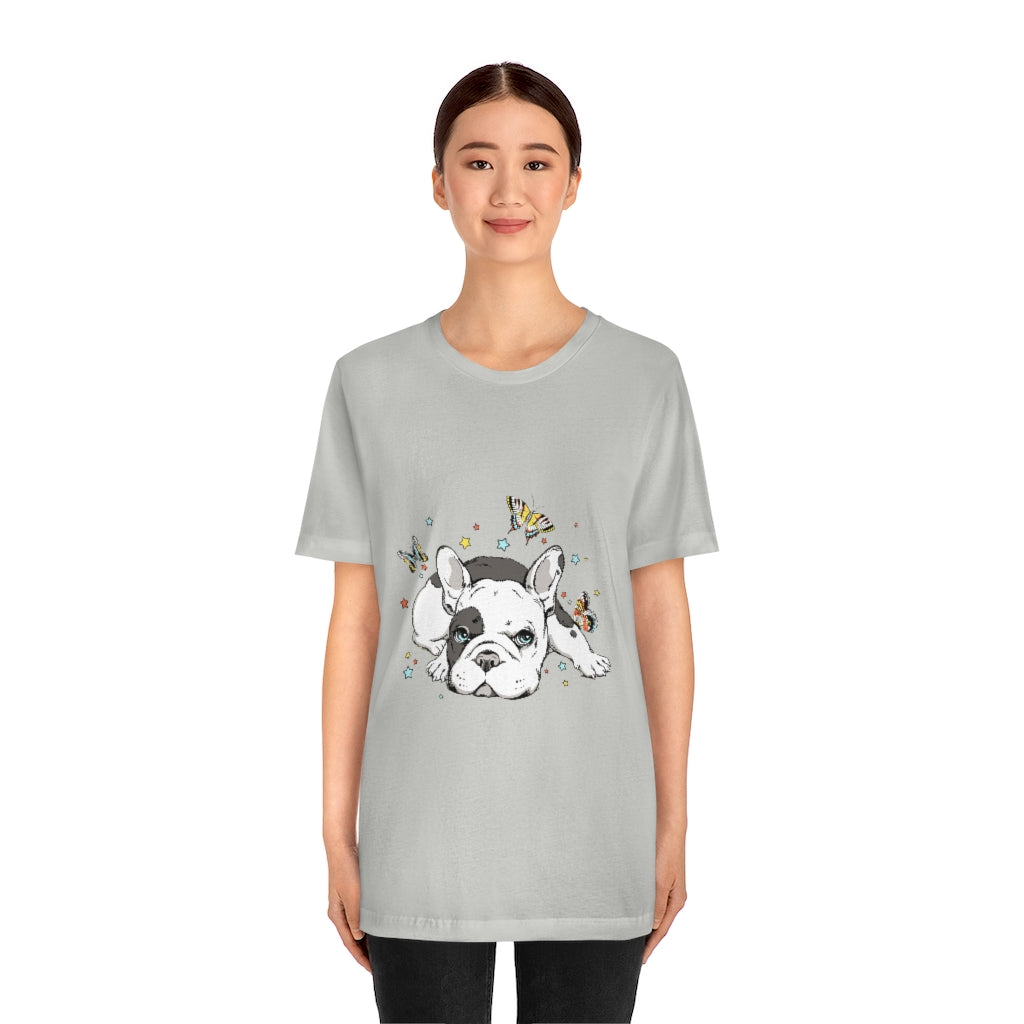 Unisex Jersey Short Sleeve Tee "French bulldog with butterflies"