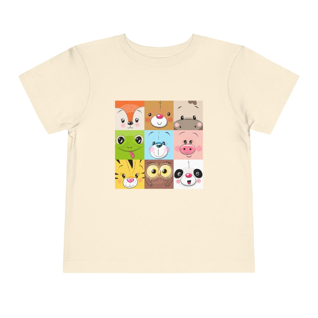 Kids Short Sleeve Tee "Set of Cute Cratoon square animals faces"