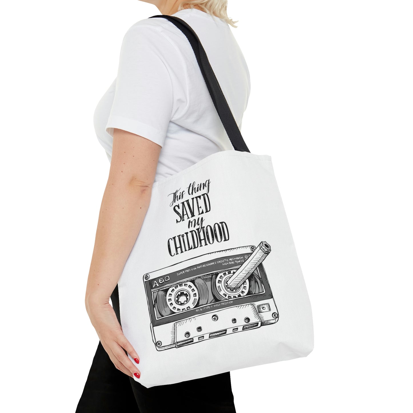 AOP Tote Bag "Audio Cassette and a pencil :)"