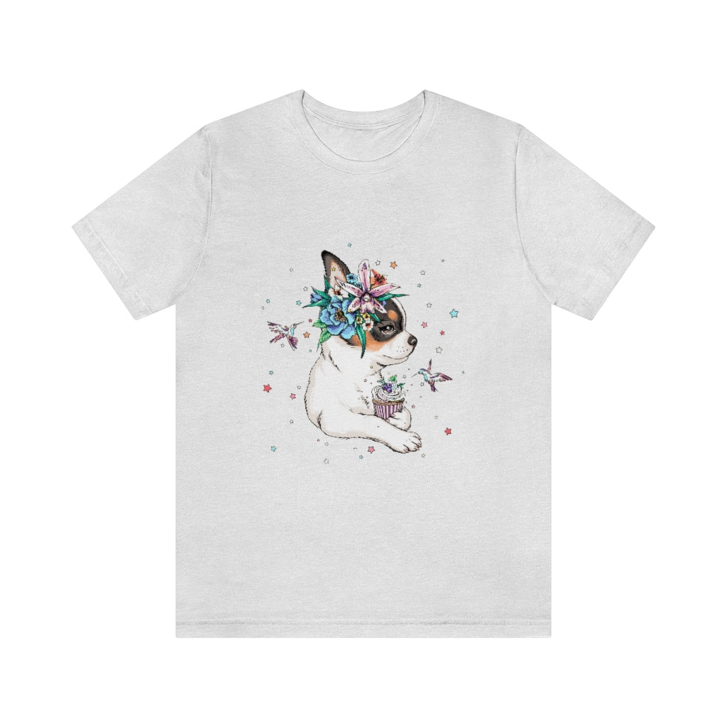 Unisex Jersey Short Sleeve Tee "Chihuahua puppy & cupcake"