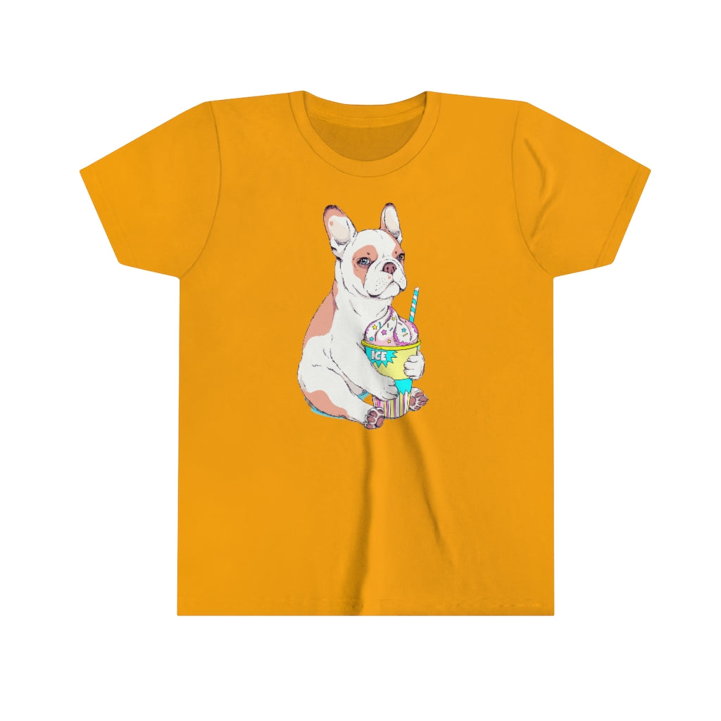 Youth Short Sleeve Tee "French bulldog & ice cream"