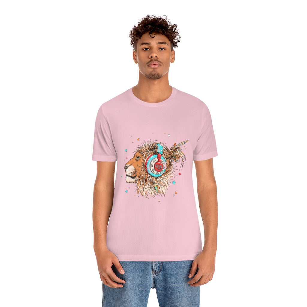 Unisex Jersey Short Sleeve Tee "Lion & headphones"