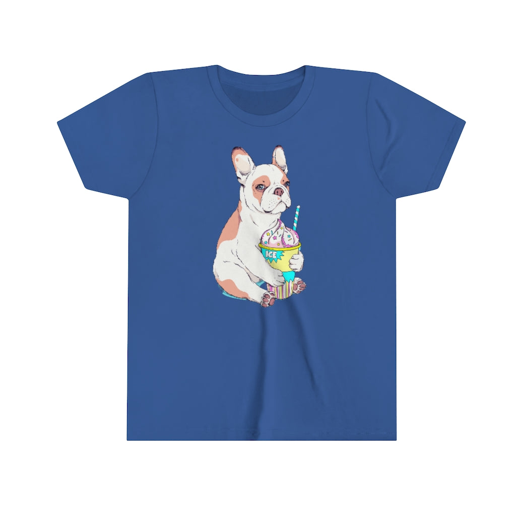 Youth Short Sleeve Tee "French bulldog & ice cream"