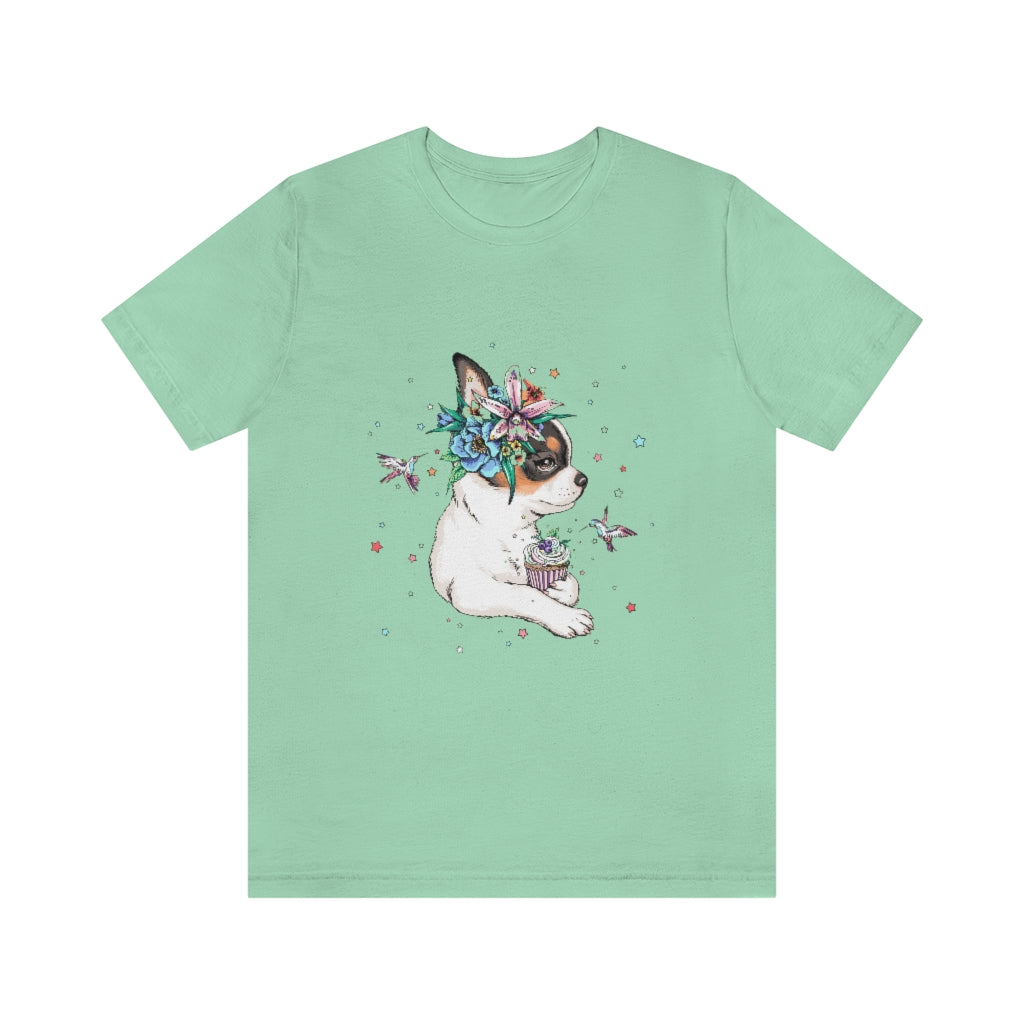 Unisex Jersey Short Sleeve Tee "Chihuahua puppy & cupcake"