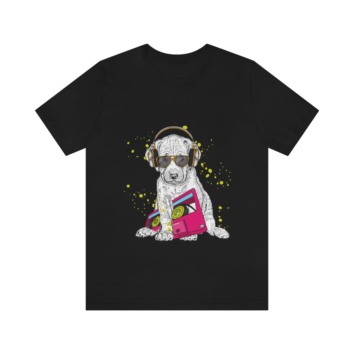 Unisex Jersey Short Sleeve Tee "Cute puppy & cassette 90s"