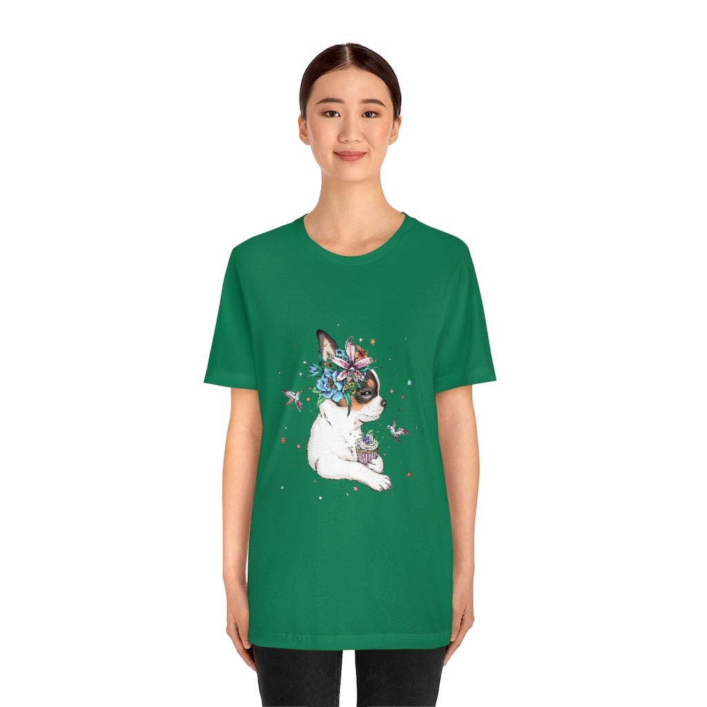 Unisex Jersey Short Sleeve Tee "Chihuahua puppy & cupcake"