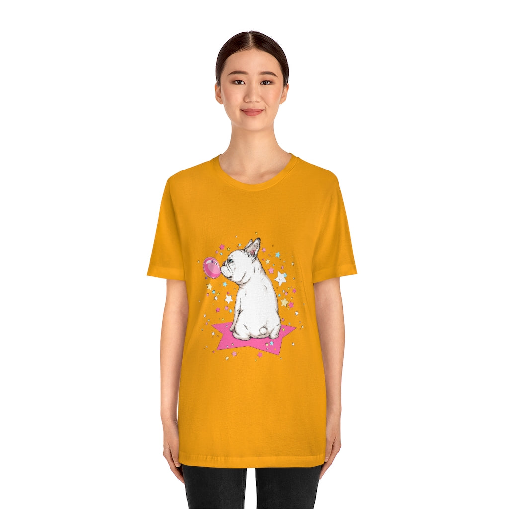 Unisex Jersey Short Sleeve Tee "French white bulldog & stars"