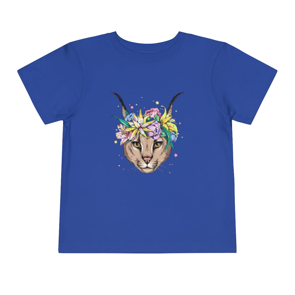 Kids Short Sleeve Tee "Caracal with flowers"