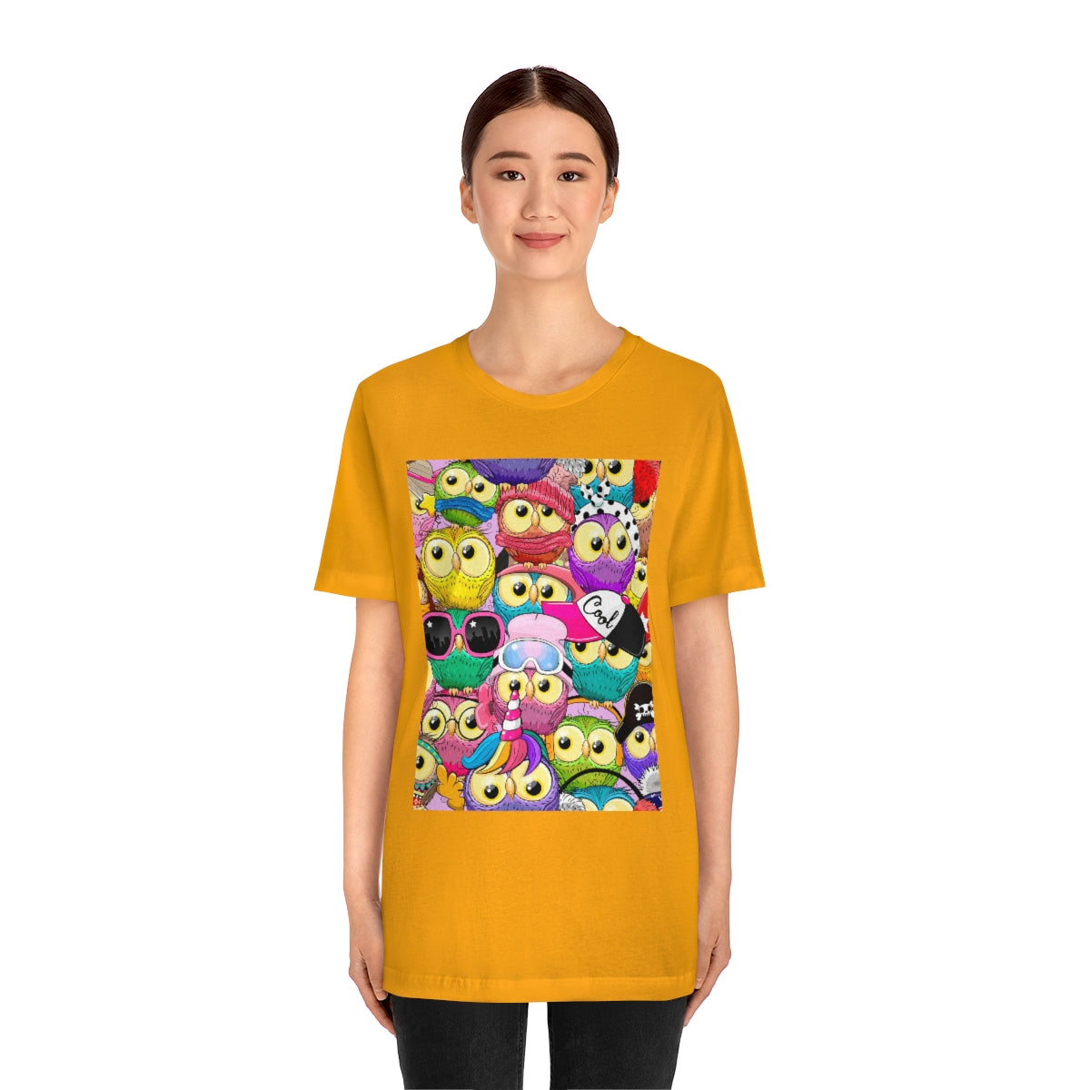 Unisex Jersey Short Sleeve Tee "Colorful Pattern with cute cartoon owls"