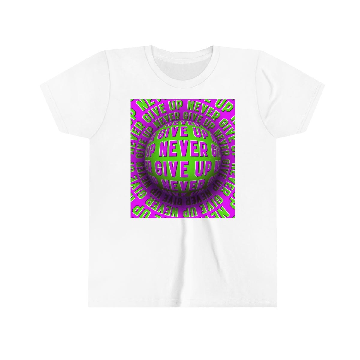 Youth Short Sleeve Tee "Optical illusion Never give up"
