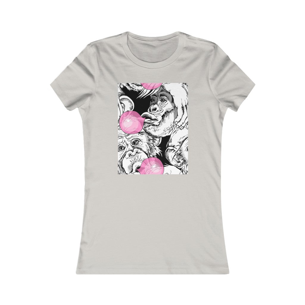 Women's Favorite Tee "Funny Monkey with a pink bubble gum"