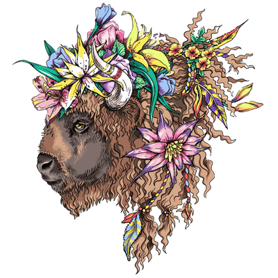 Unisex Jersey Short Sleeve Tee "Bison & flowers"