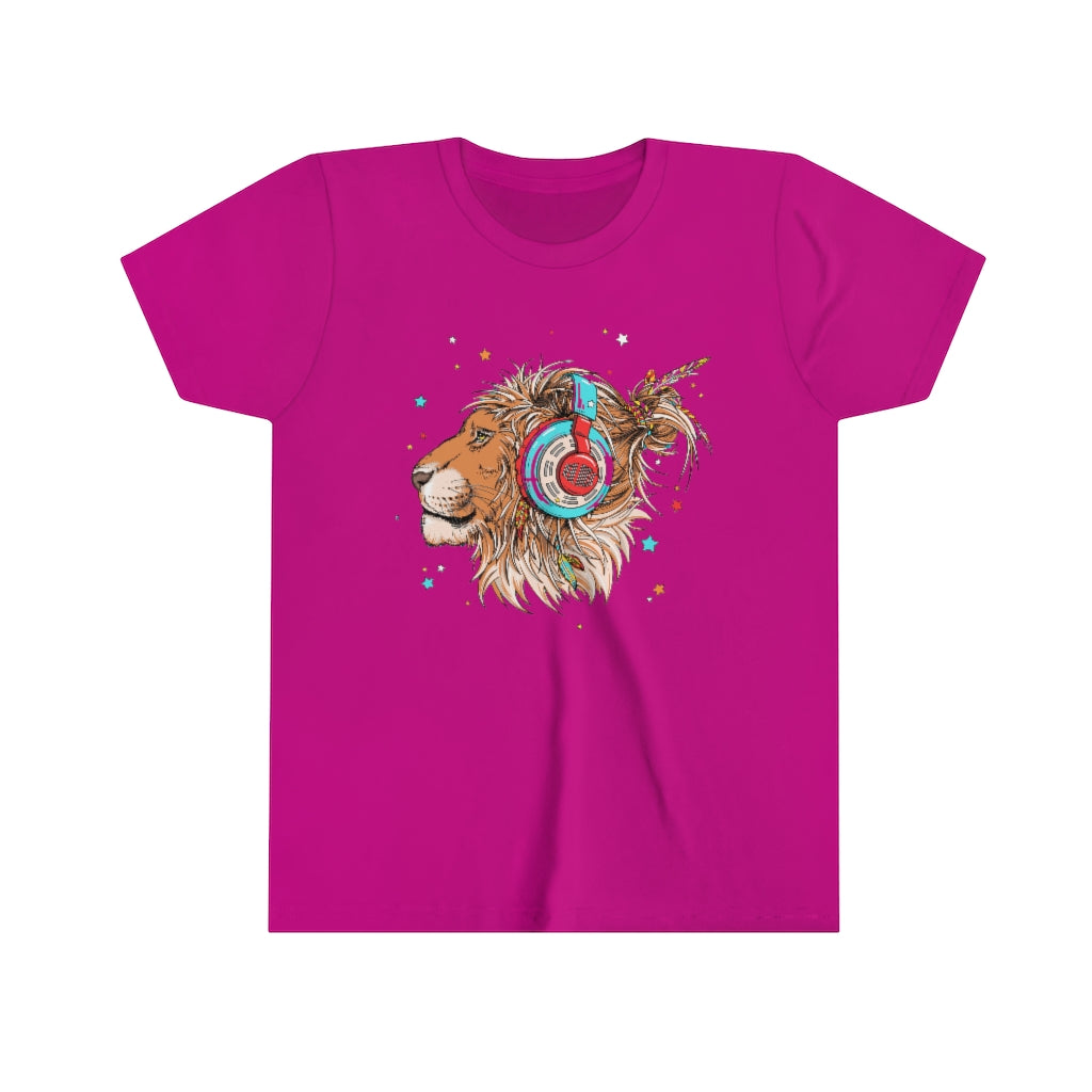 Youth Short Sleeve Tee "Lion & headphones"