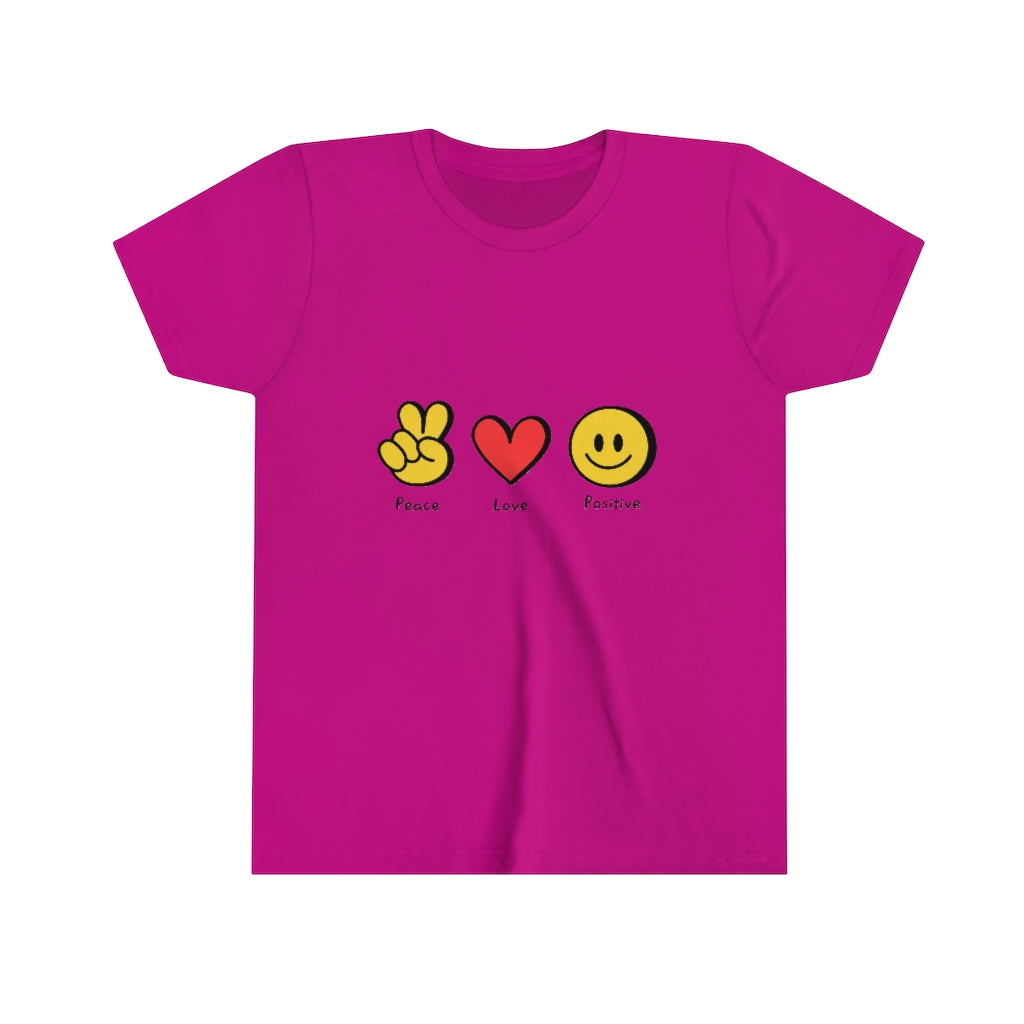Youth Short Sleeve Tee "Peace, love, positive"