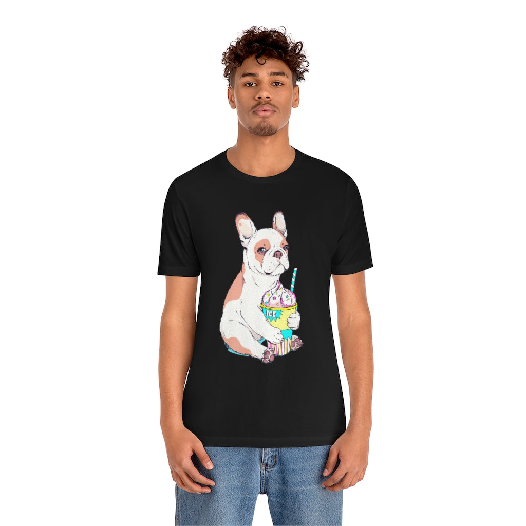 Unisex Jersey Short Sleeve Tee "French bulldog & ice cream"