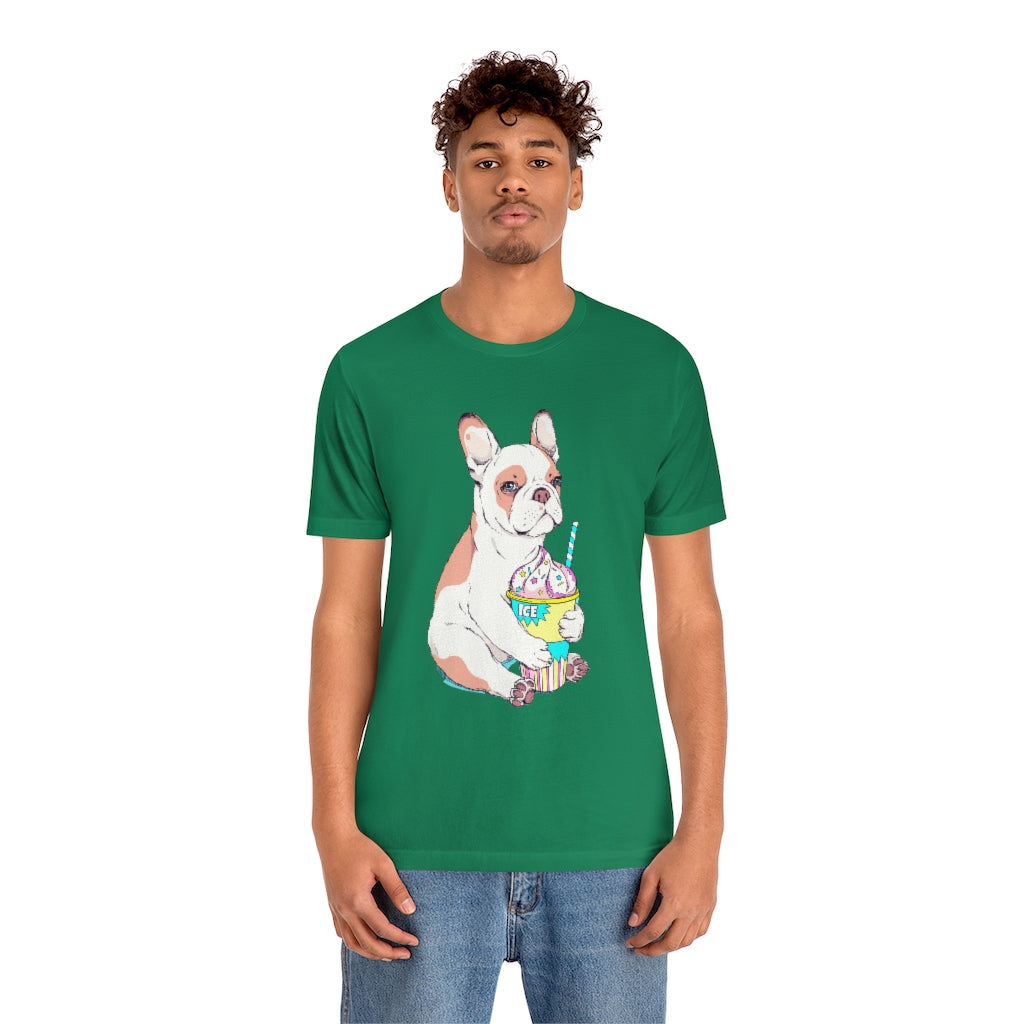 Unisex Jersey Short Sleeve Tee "French bulldog & ice cream"