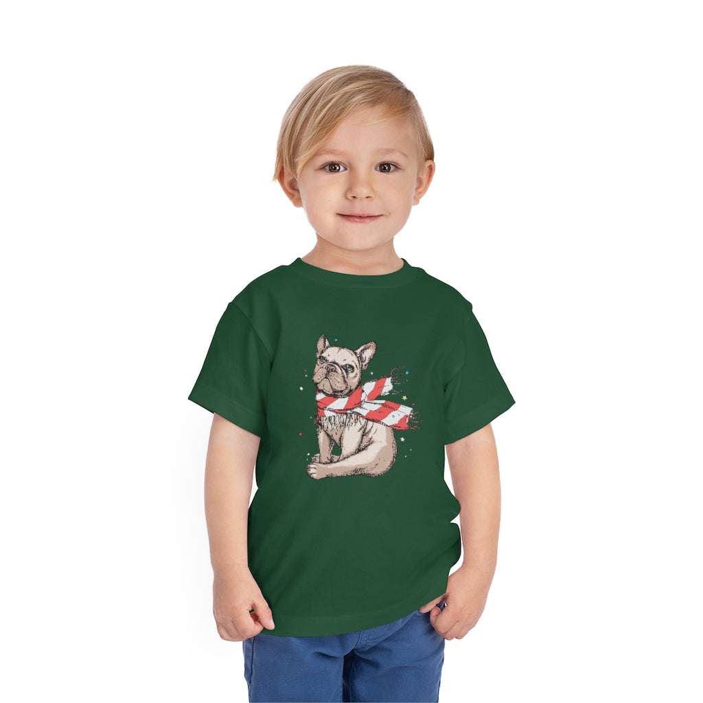 Kids Short Sleeve Tee "French bulldog in a striped scarf"