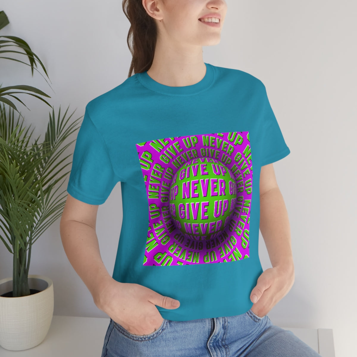 Unisex Jersey Short Sleeve Tee "Optical illusion Never give up"