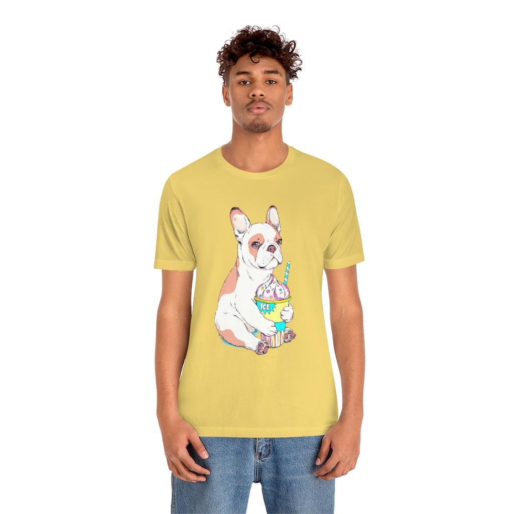 Unisex Jersey Short Sleeve Tee "French bulldog & ice cream"