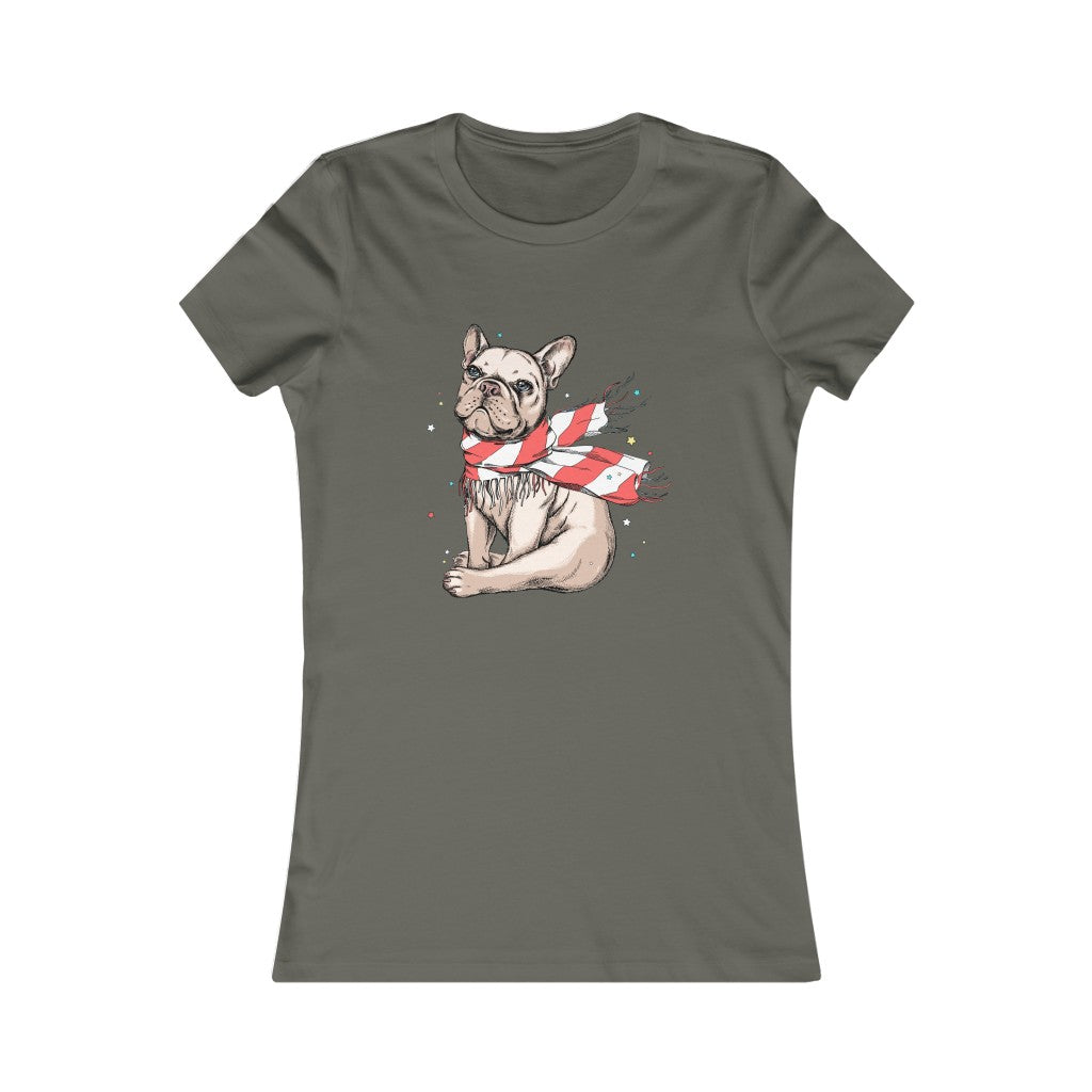 Women's Favorite Tee "French bulldog in a striped scarf"