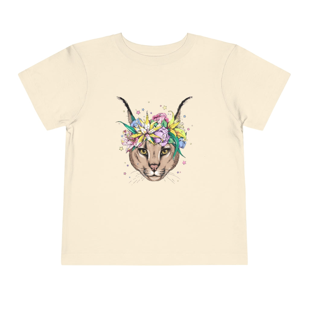 Kids Short Sleeve Tee "Caracal with flowers"