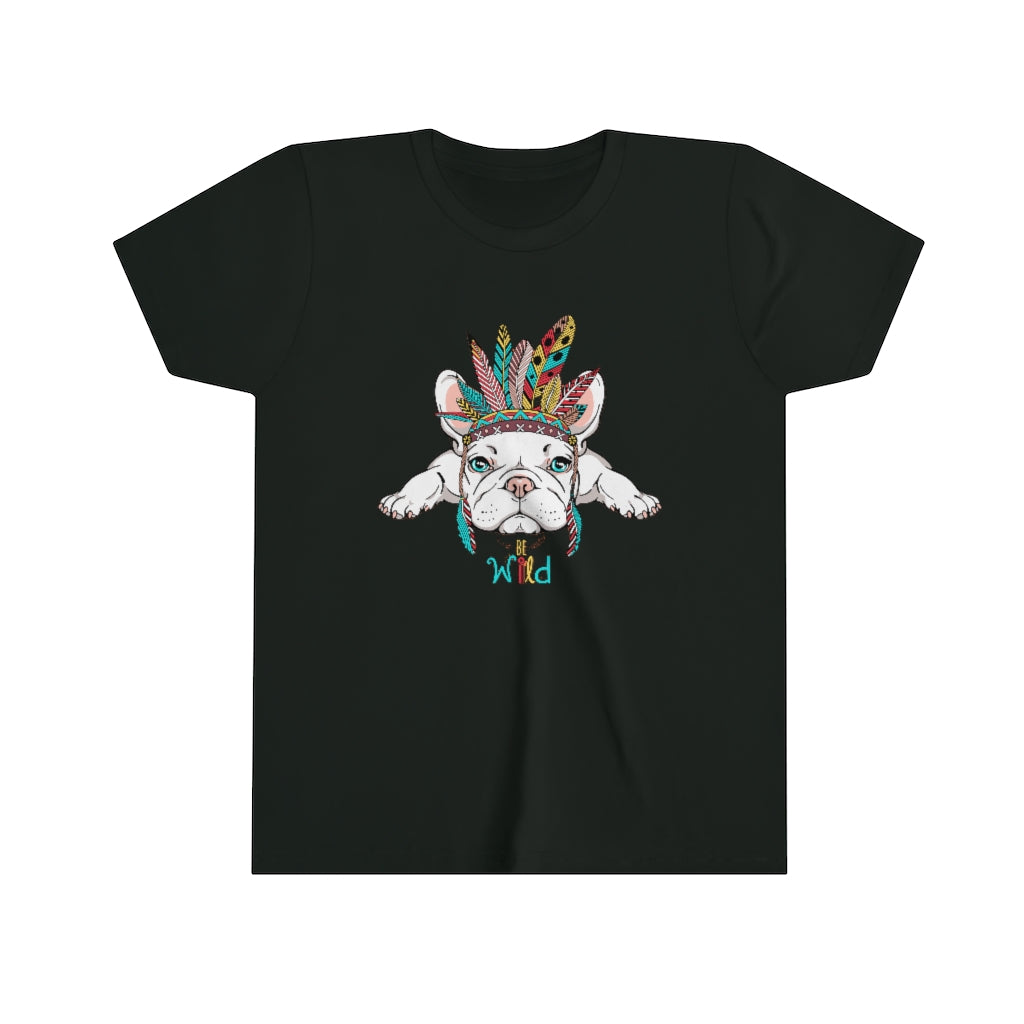 Youth Short Sleeve Tee "French bulldog in Indian headdress"
