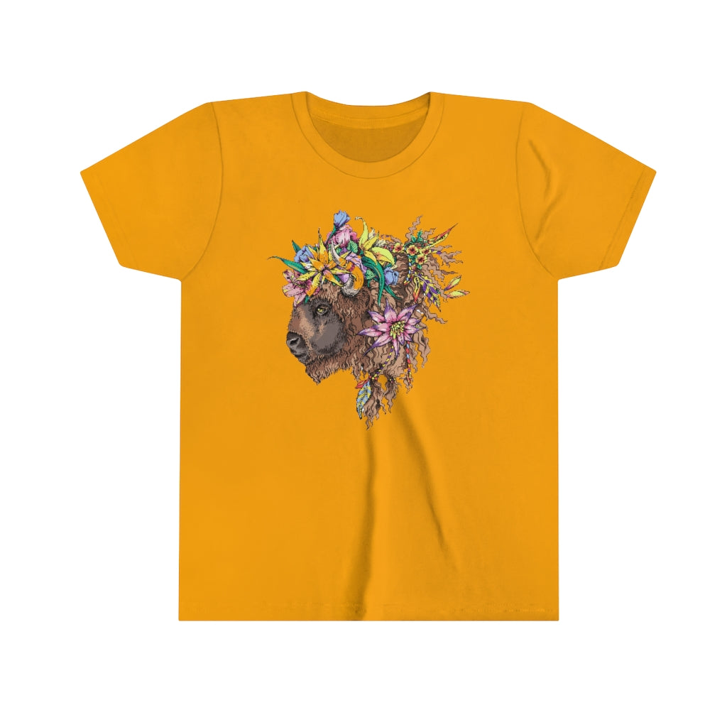 Youth Short Sleeve Tee "Bison & flowers"