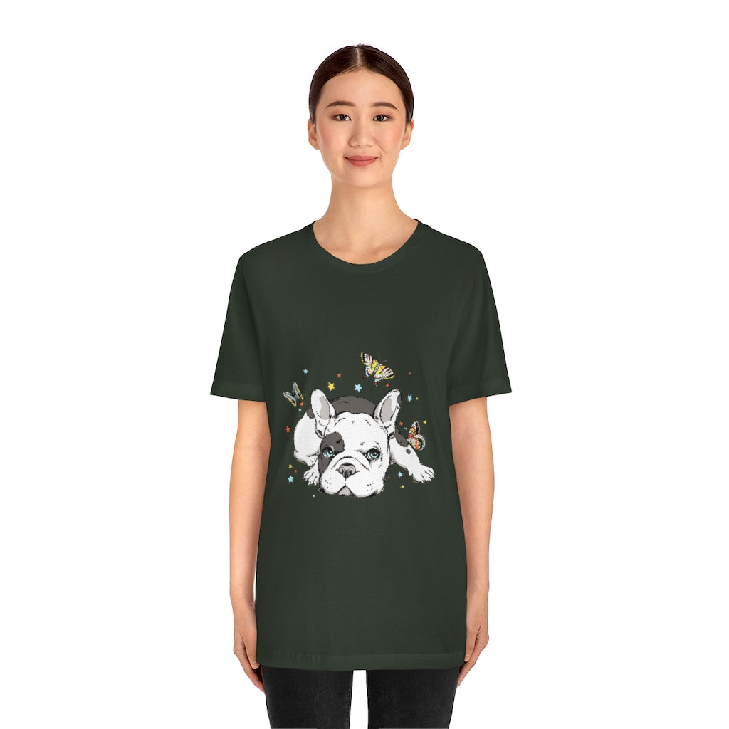 Unisex Jersey Short Sleeve Tee "French bulldog with butterflies"