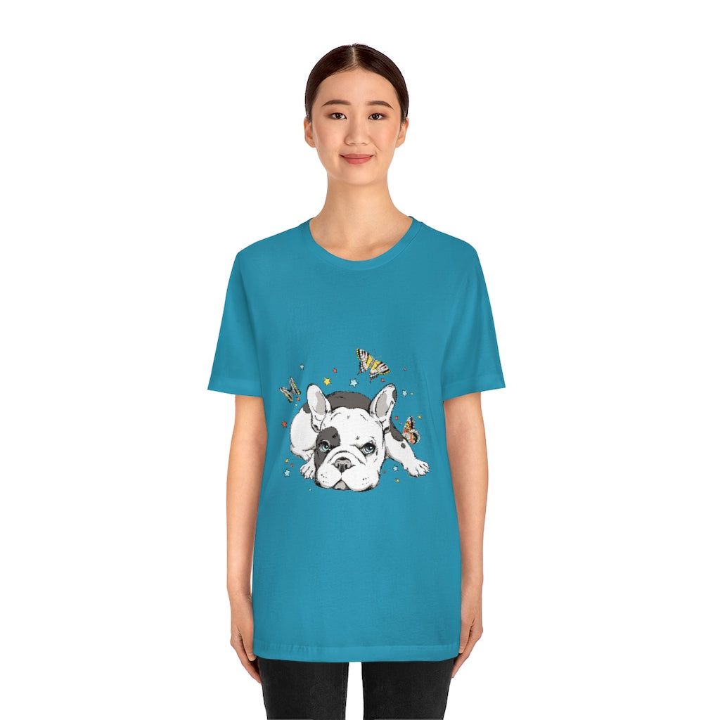 Unisex Jersey Short Sleeve Tee "French bulldog with butterflies"