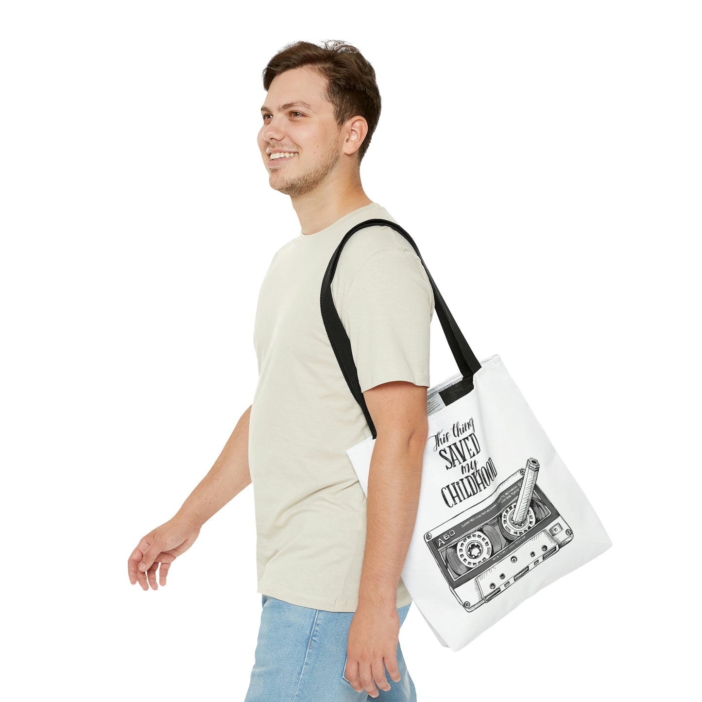 AOP Tote Bag "Audio Cassette and a pencil :)"