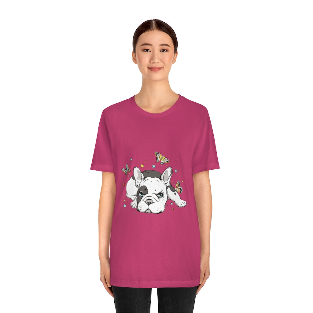 Unisex Jersey Short Sleeve Tee "French bulldog with butterflies"