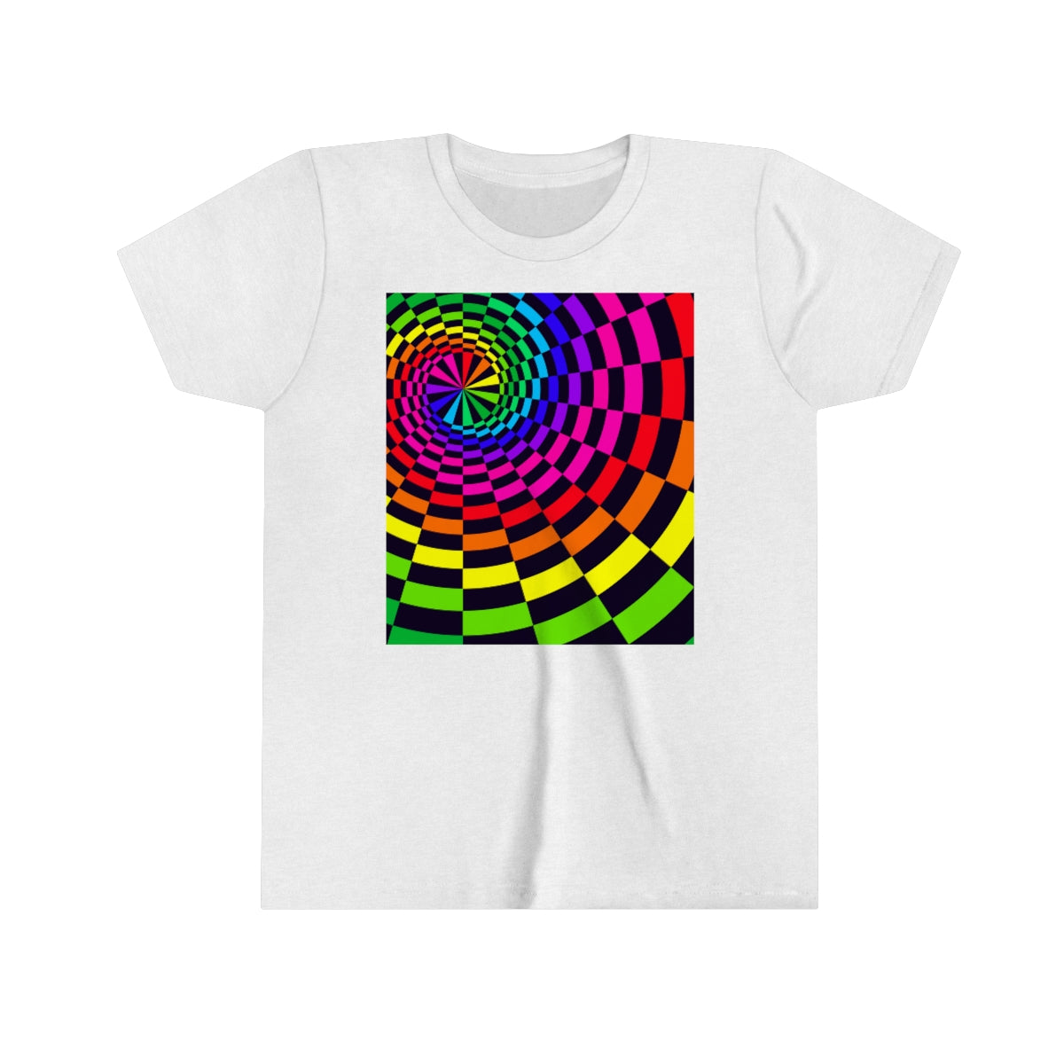 Youth Short Sleeve Tee "Optical illusion Black Spirals of the Rectangles"
