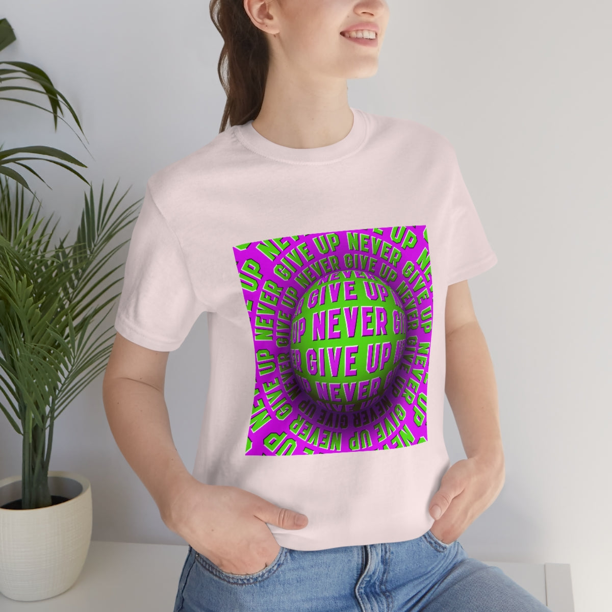 Unisex Jersey Short Sleeve Tee "Optical illusion Never give up"