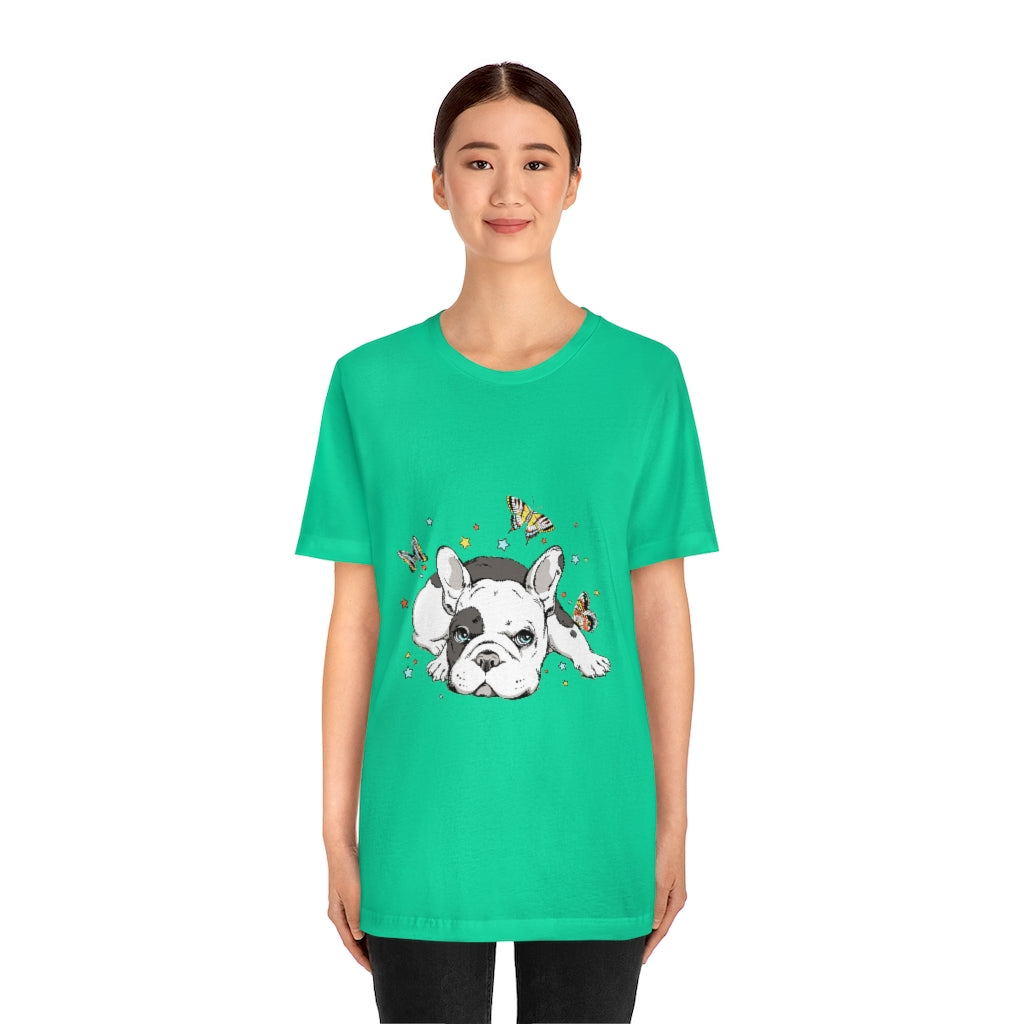 Unisex Jersey Short Sleeve Tee "French bulldog with butterflies"