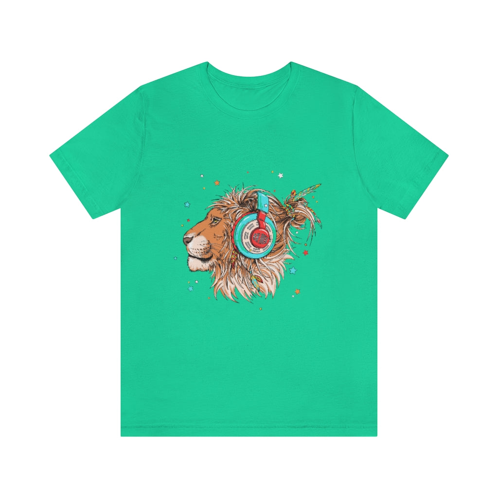 Unisex Jersey Short Sleeve Tee "Lion & headphones"