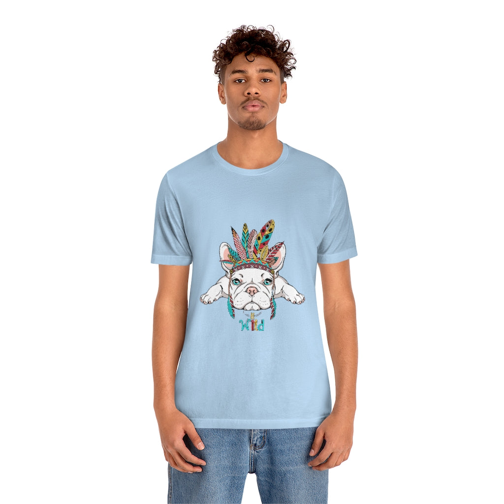 Unisex Jersey Short Sleeve Tee "French bulldog in Indian headdress"