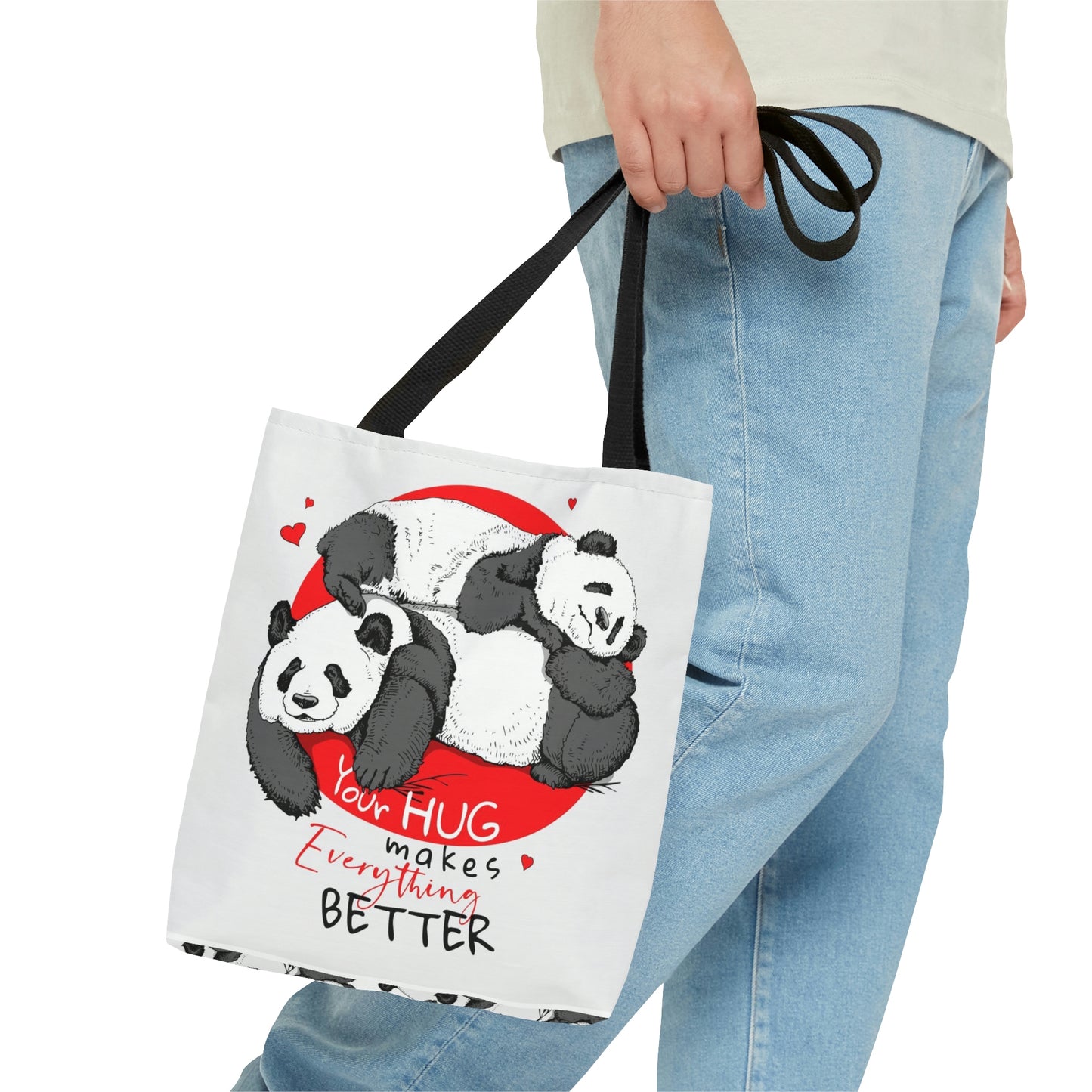 AOP Tote Bag 2 sides "Pandas hugging"