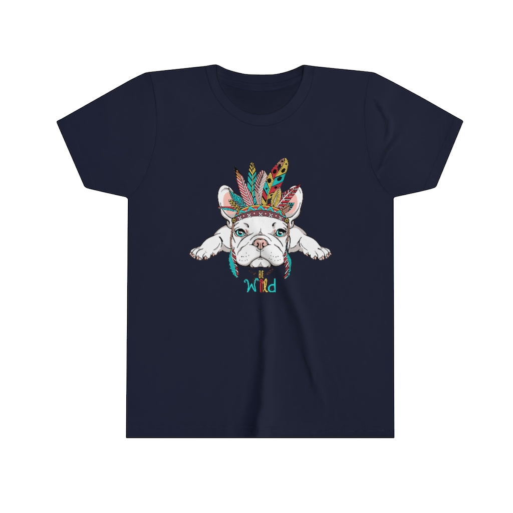 Youth Short Sleeve Tee "French bulldog in Indian headdress"