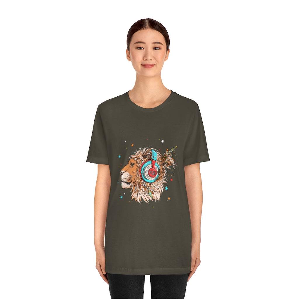 Unisex Jersey Short Sleeve Tee "Lion & headphones"