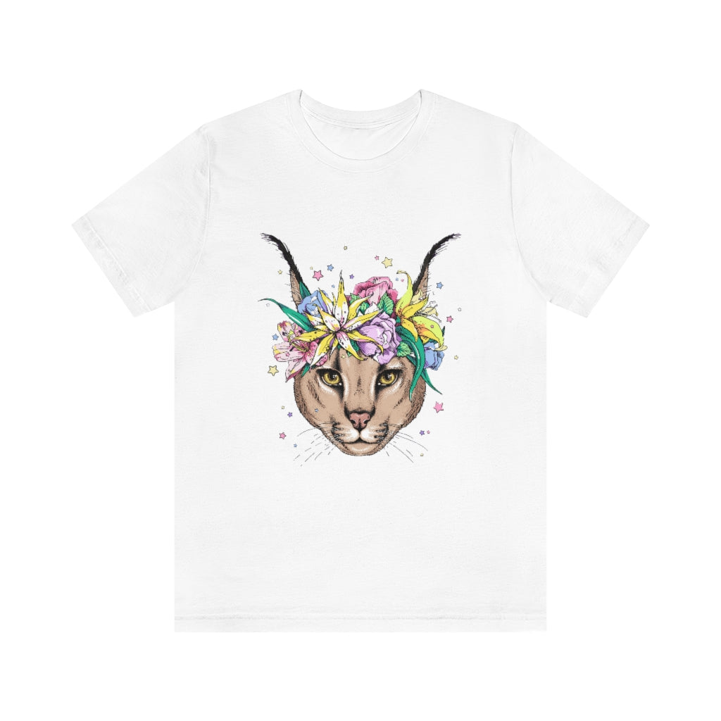 Unisex Jersey Short Sleeve Tee "Caracal with flowers"