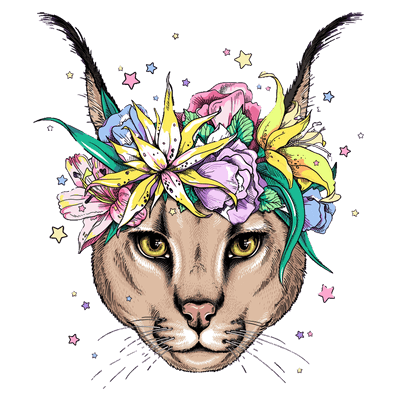 Kids Short Sleeve Tee "Caracal with flowers"